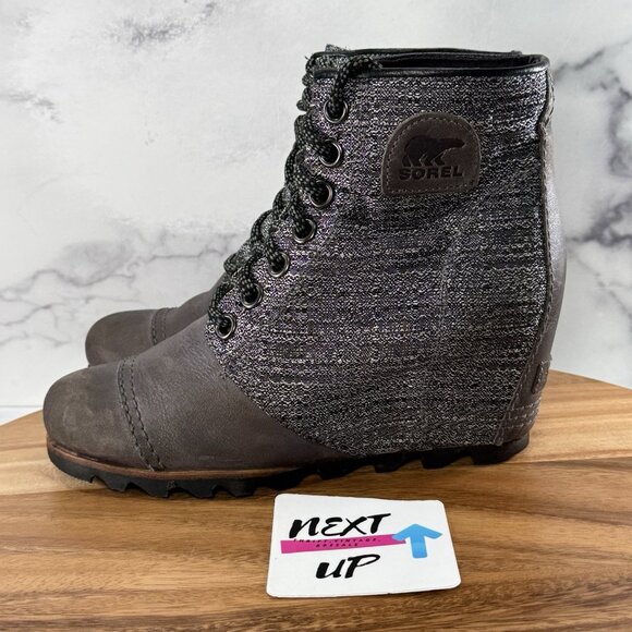 SOREL Joan of Arctic Wedge II PDX Quarry Grey Ankle Boots Booties Womens Size 8 - Picture 1 of 9